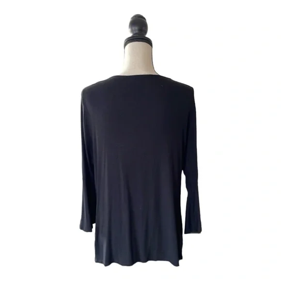 ♥️Tahari♥️women’s black 3/4 bell sleeve blouse size (Large) - Picture 3 of 9